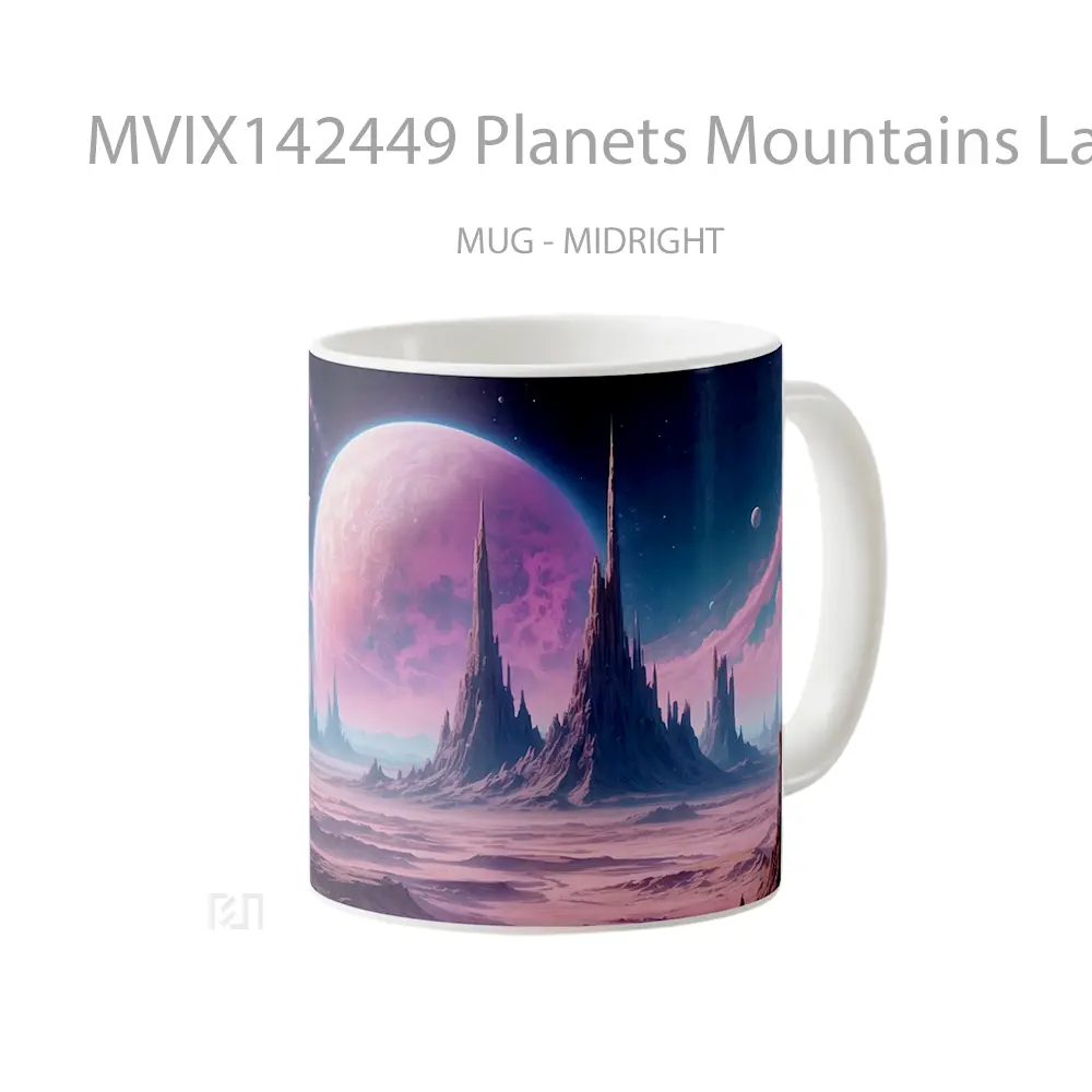 Mug Planets Mountains Landscape Space Scenery Gelas Pemandangan Alam - All-side / Desain