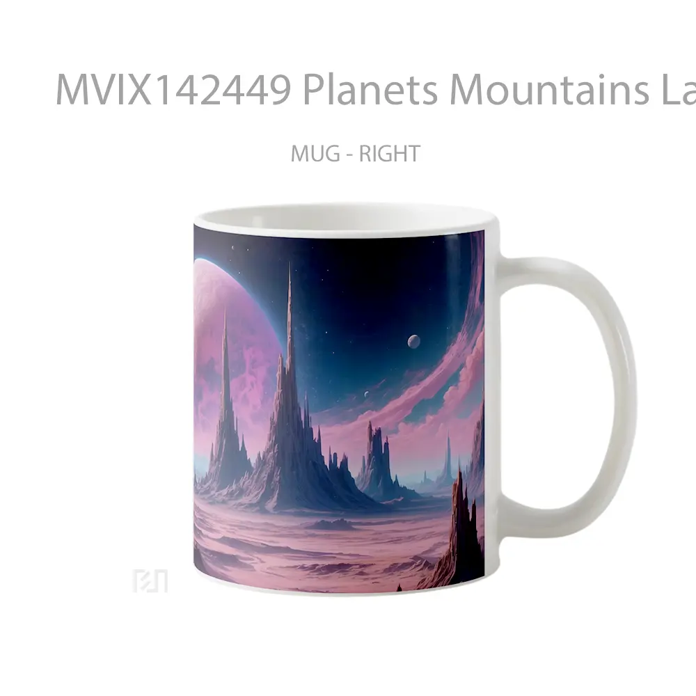 Mug Planets Mountains Landscape Space Scenery Gelas Pemandangan Alam - All-side / Desain