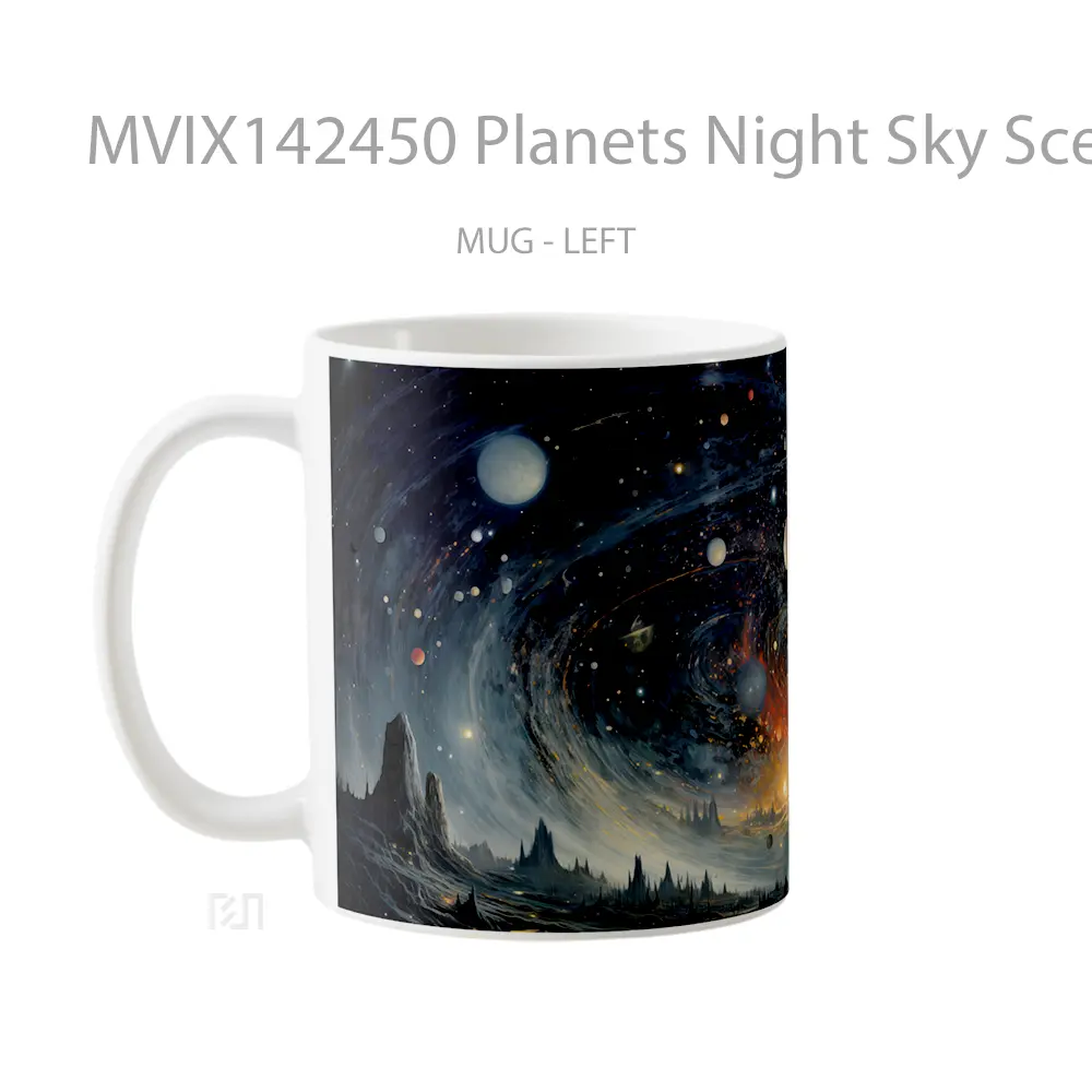 Mug Planets Night Sky Scenery Digital Art Gelas Pemandangan Alam - All-side / Desain