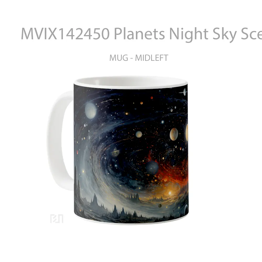 Mug Planets Night Sky Scenery Digital Art Gelas Pemandangan Alam - All-side / Desain
