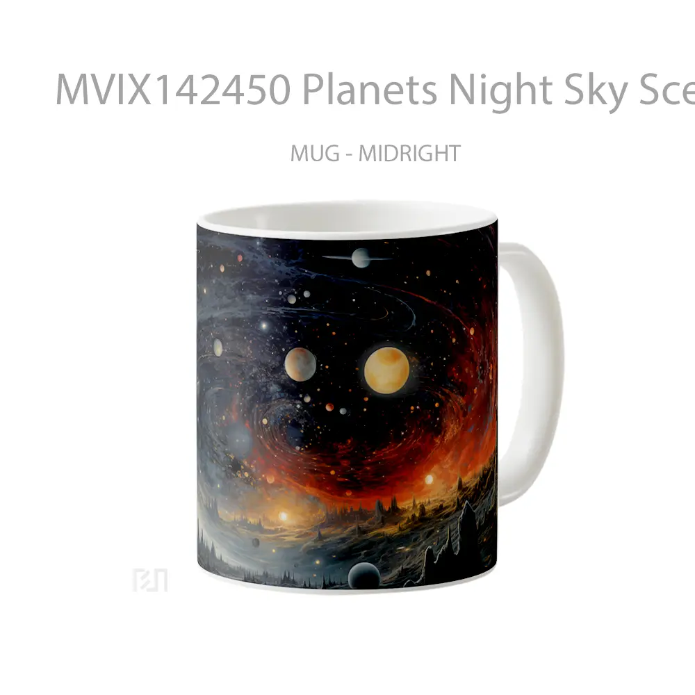 Mug Planets Night Sky Scenery Digital Art Gelas Pemandangan Alam - All-side / Desain