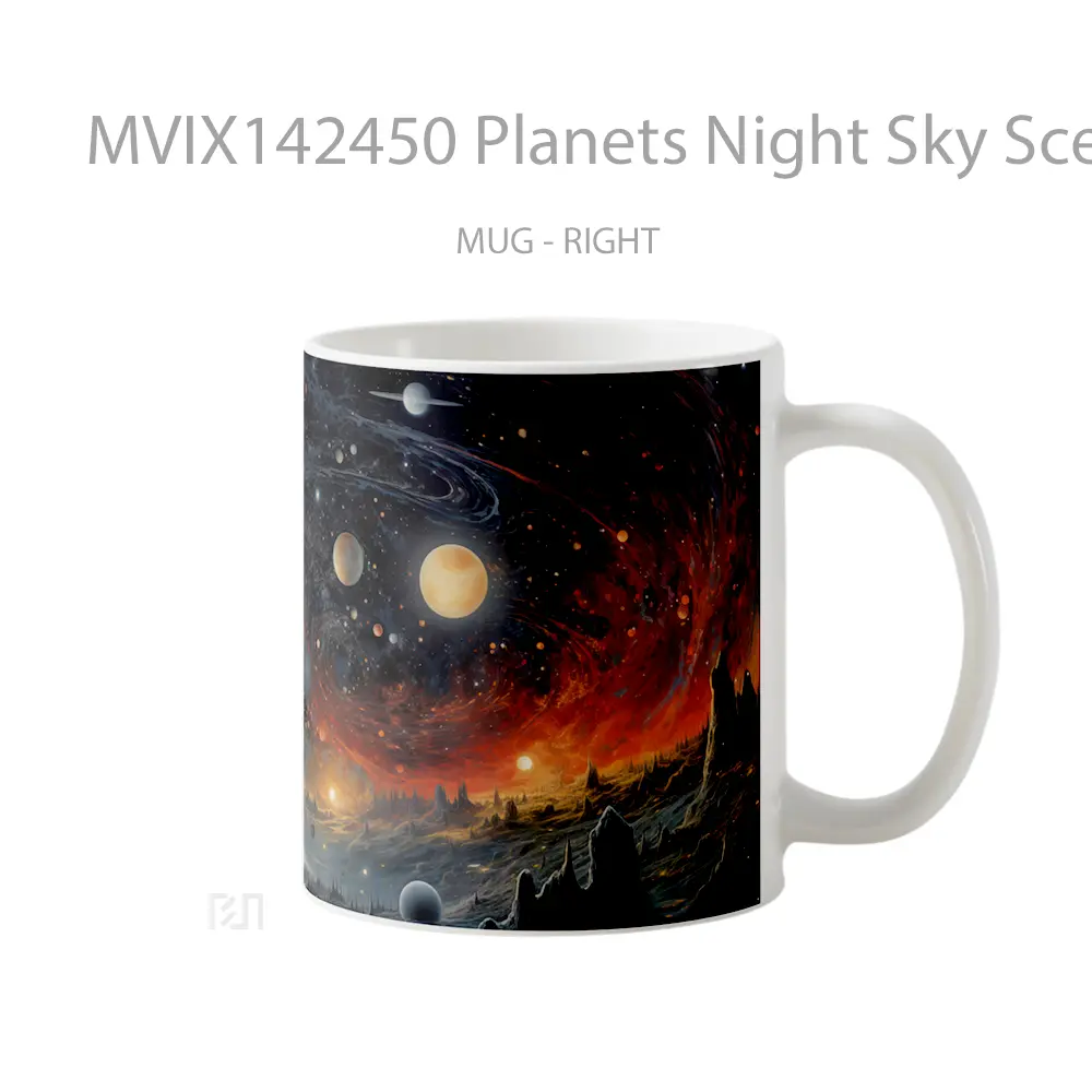 Mug Planets Night Sky Scenery Digital Art Gelas Pemandangan Alam - All-side / Desain