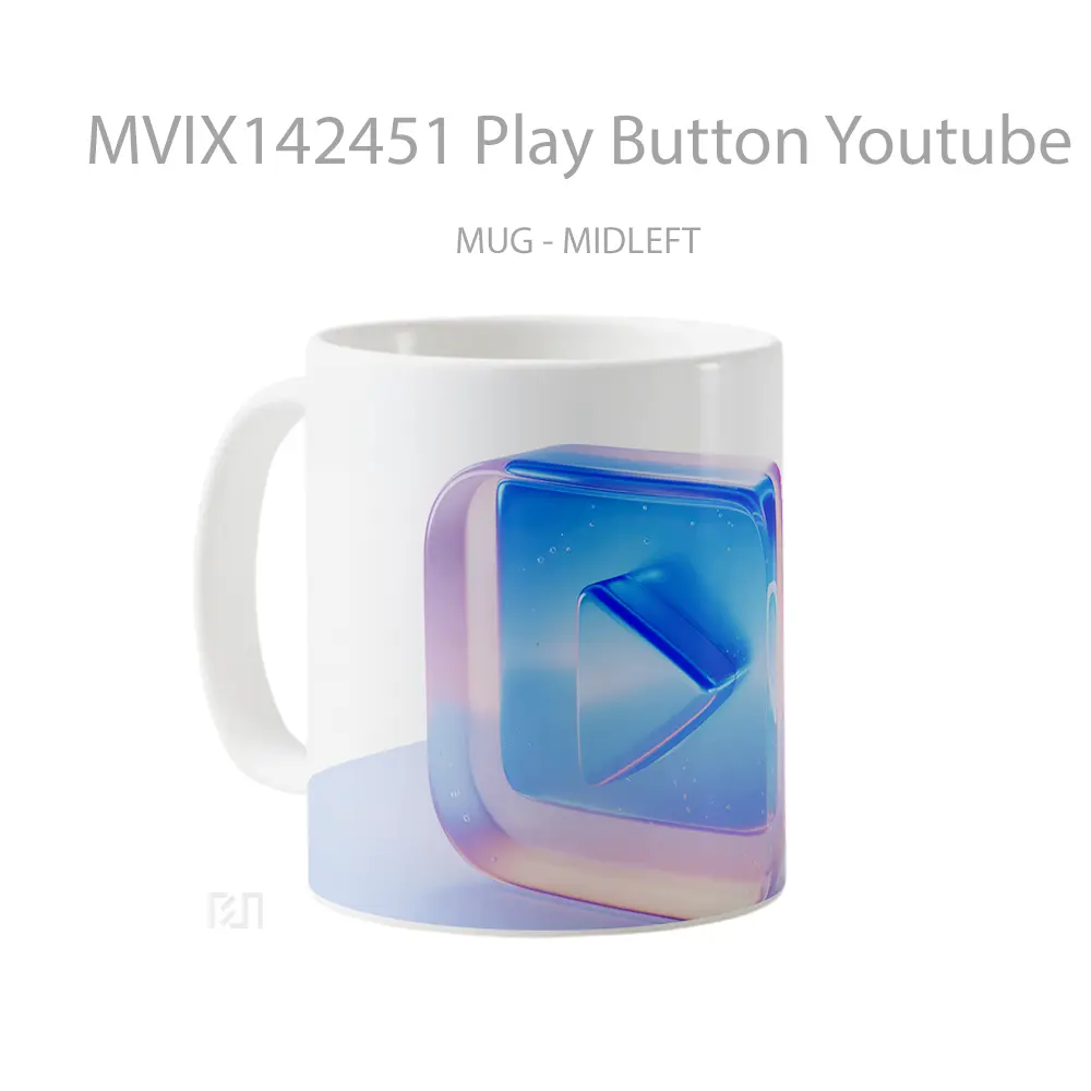 Mug Play Button Youtube Digital Art Gelas Keramik Unik - All-side / Desain