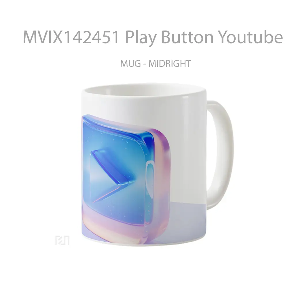 Mug Play Button Youtube Digital Art Gelas Keramik Unik - All-side / Desain