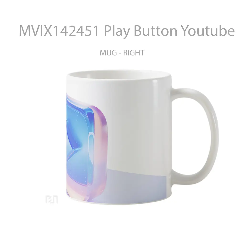 Mug Play Button Youtube Digital Art Gelas Keramik Unik - All-side / Desain