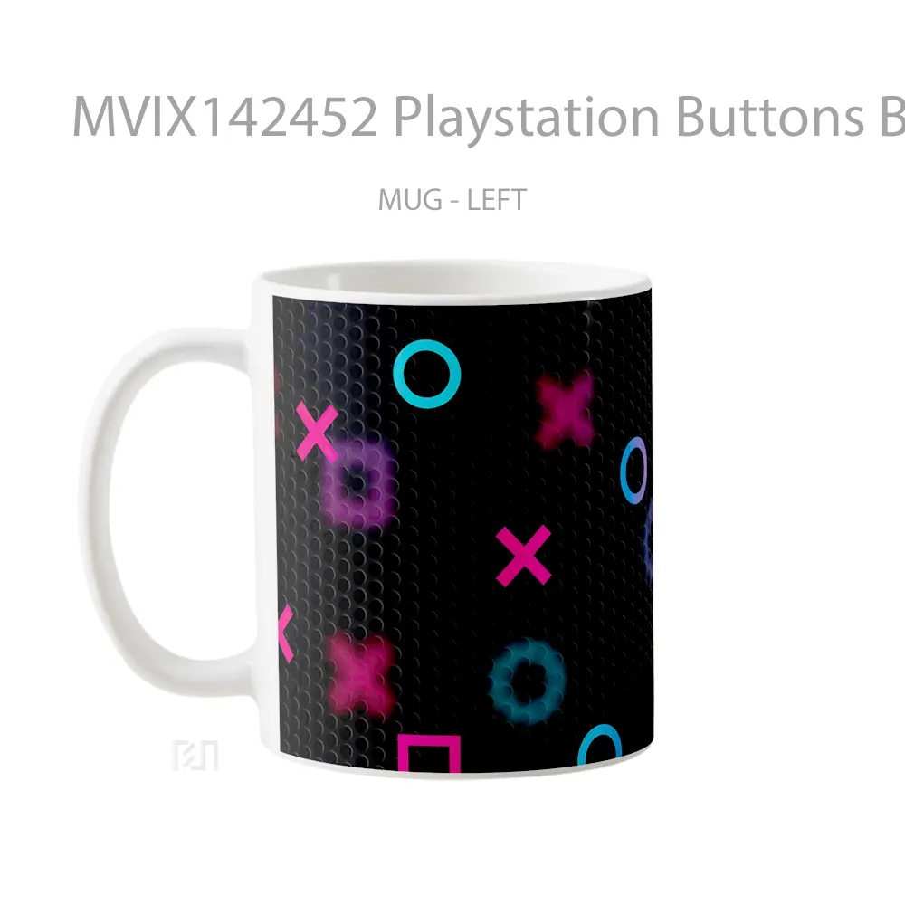Mug Playstation Buttons Background Digital Ar Cangkir Gamer - All-side / Desain
