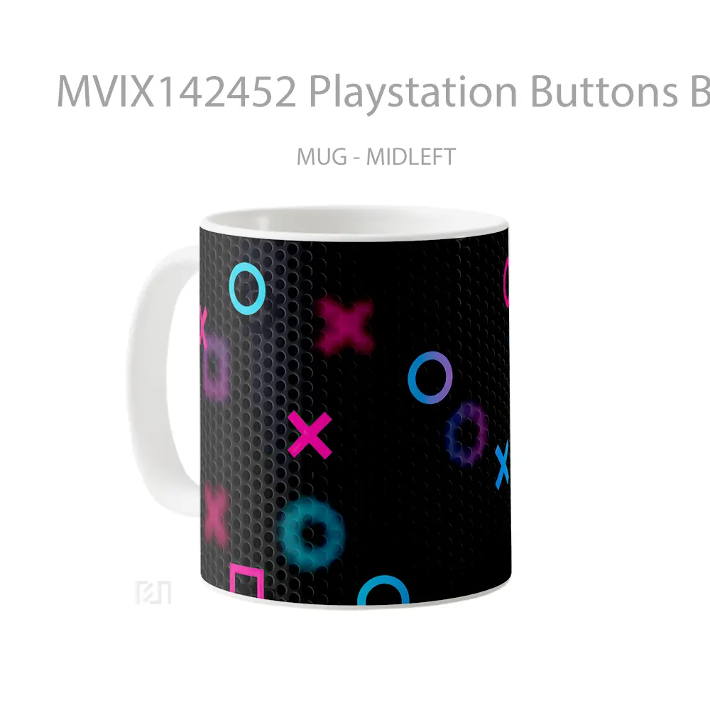 Mug Playstation Buttons Background Digital Ar Cangkir Gamer - All-side / Desain