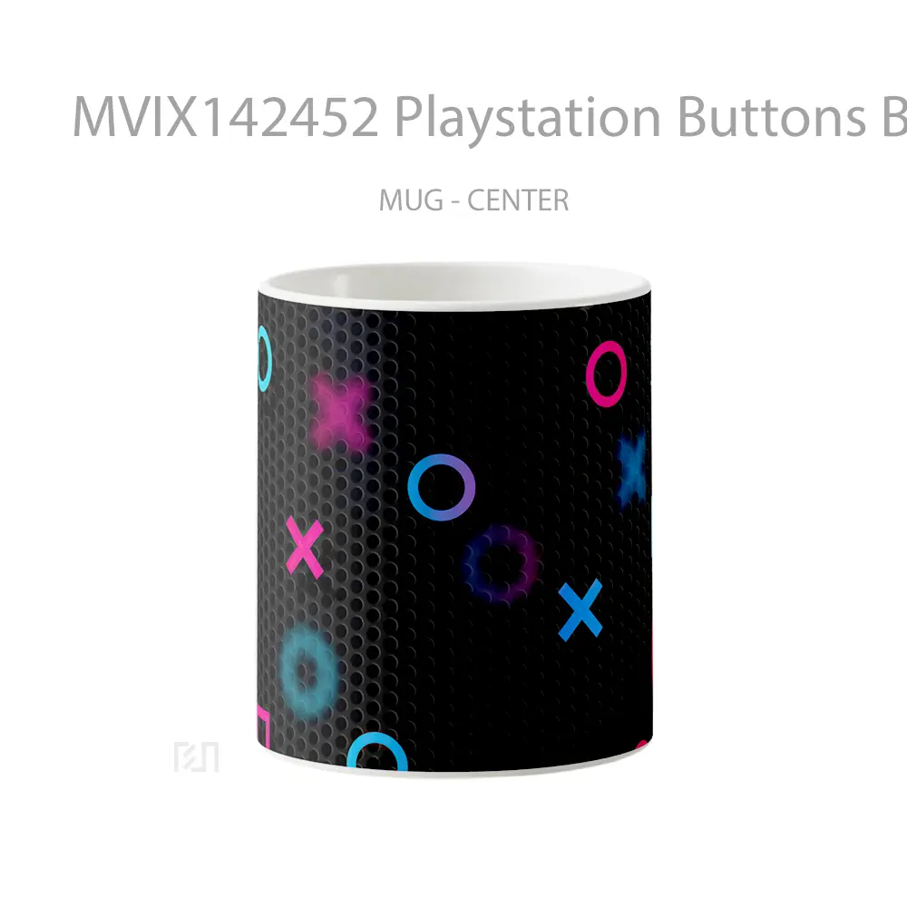 Mug Playstation Buttons Background Digital Ar Cangkir Gamer