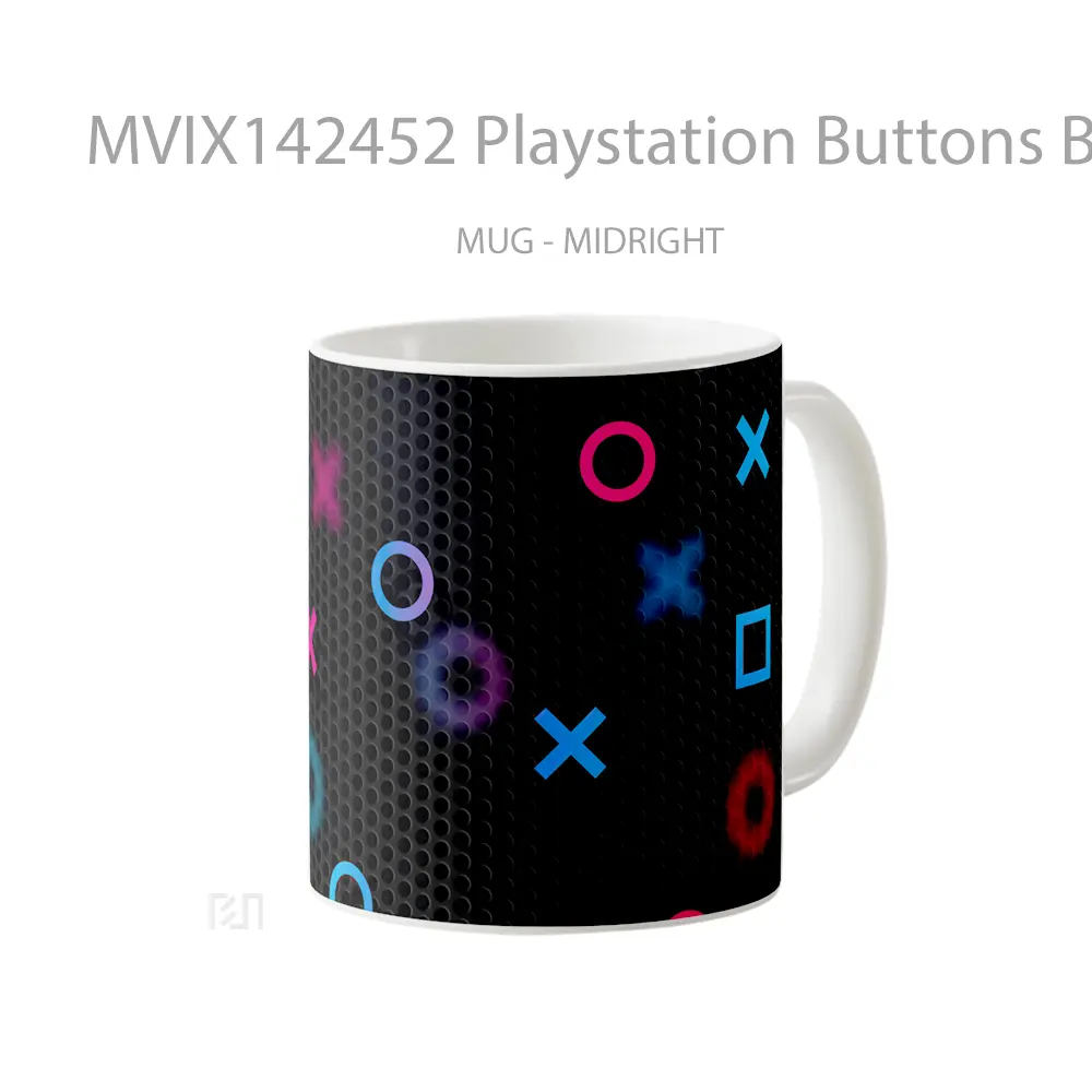 Mug Playstation Buttons Background Digital Ar Cangkir Gamer - All-side / Desain