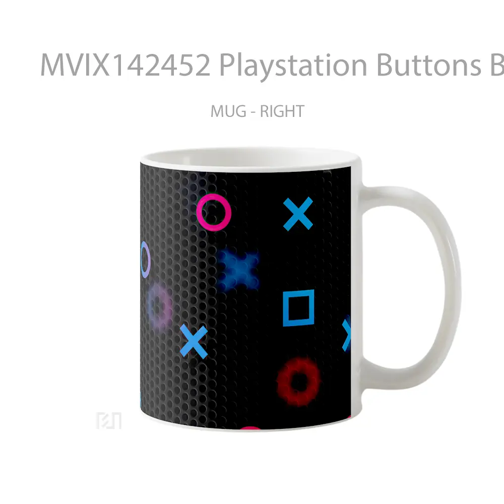 Mug Playstation Buttons Background Digital Ar Cangkir Gamer - All-side / Desain
