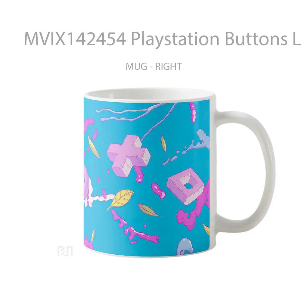 Mug Playstation Buttons Logo Cangkir Gamer - All-side / Desain