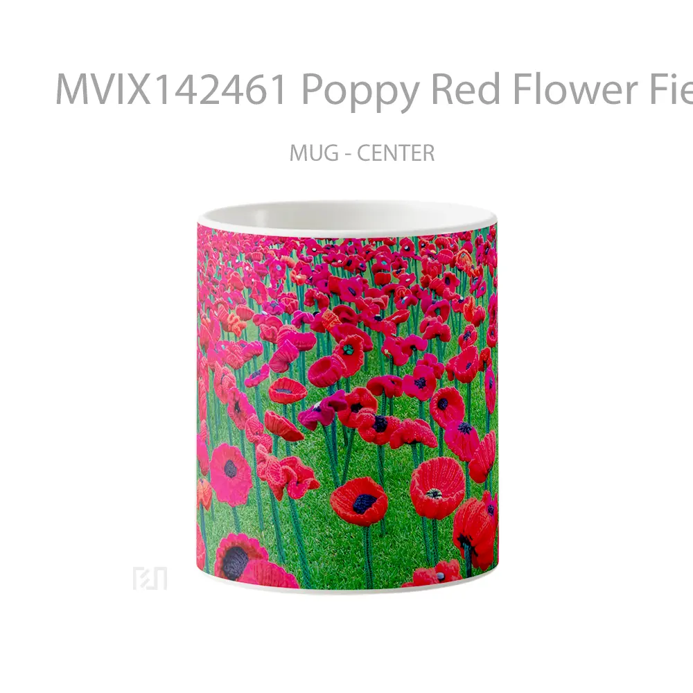 Mug Poppy Red Flower Field Scenery Gelas Keramik Unik