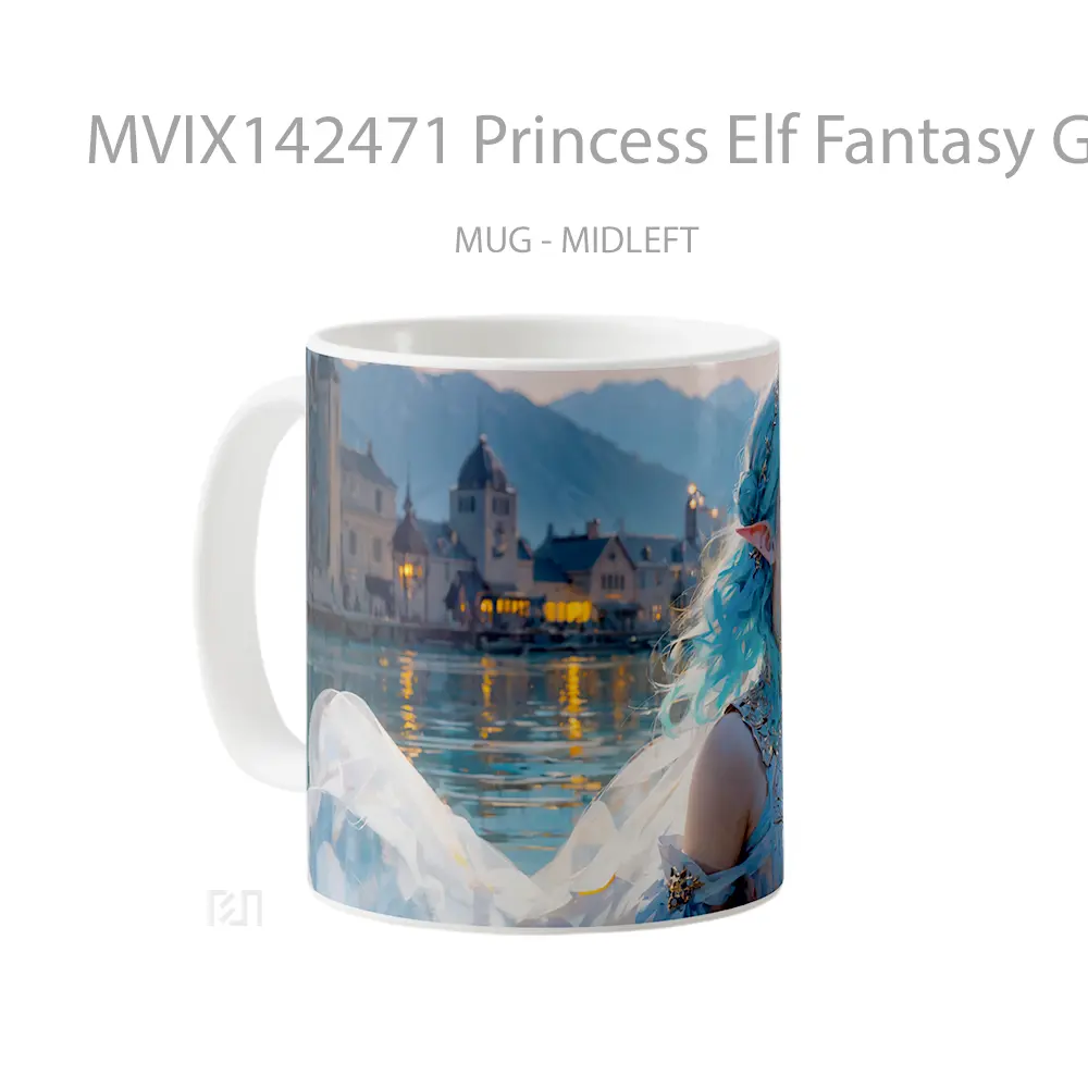 Mug Princess Elf Fantasy Girl Digital Art Gelas Keramik Unik - All-side / Desain