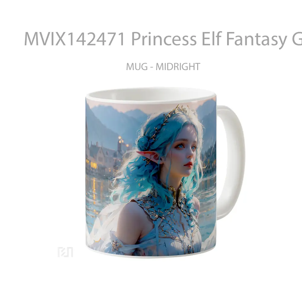 Mug Princess Elf Fantasy Girl Digital Art Gelas Keramik Unik - All-side / Desain