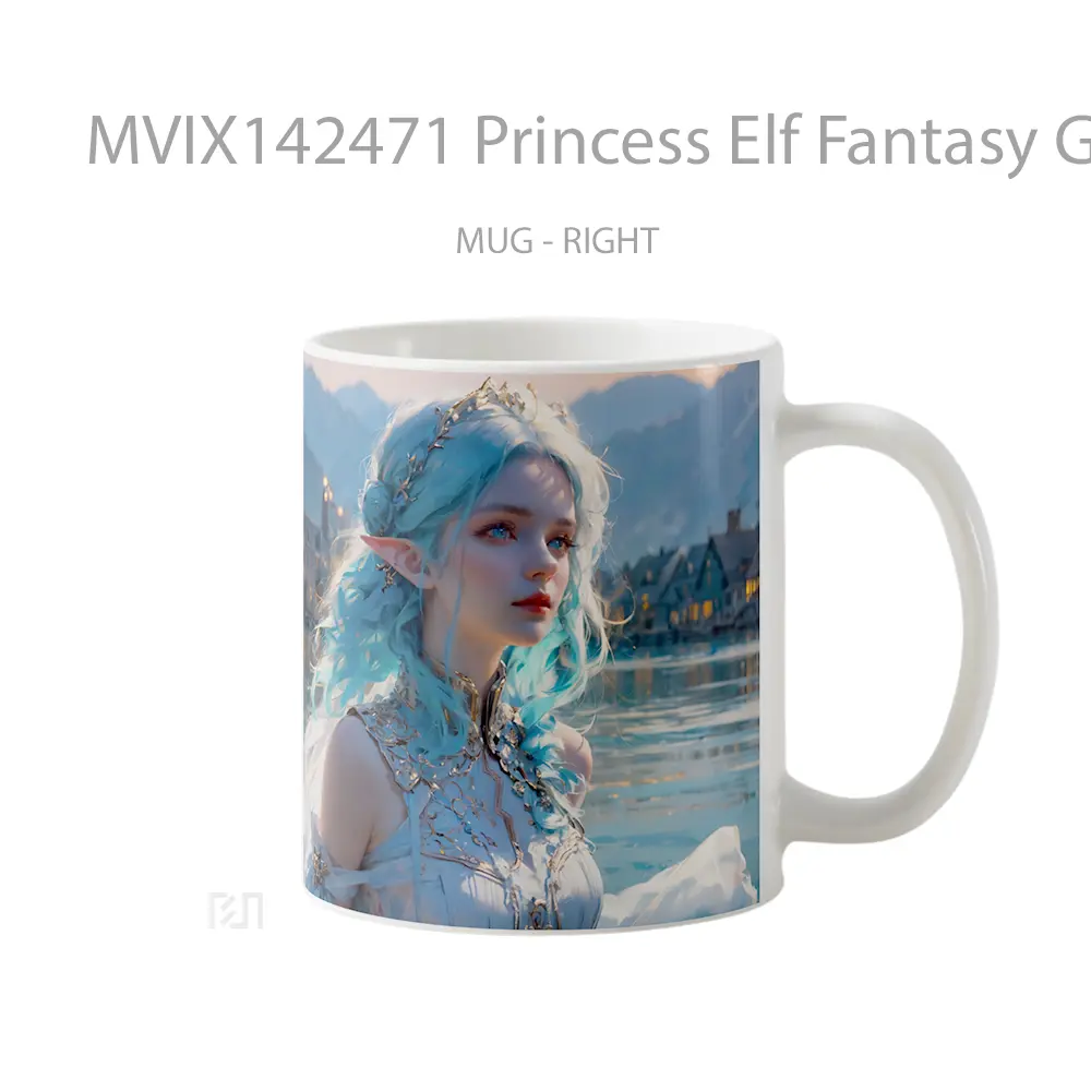 Mug Princess Elf Fantasy Girl Digital Art Gelas Keramik Unik - All-side / Desain