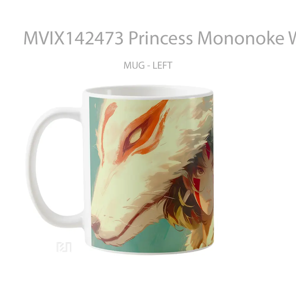 Mug Princess Mononoke Wolf Gelas Hewan Lucu - All-side / Desain
