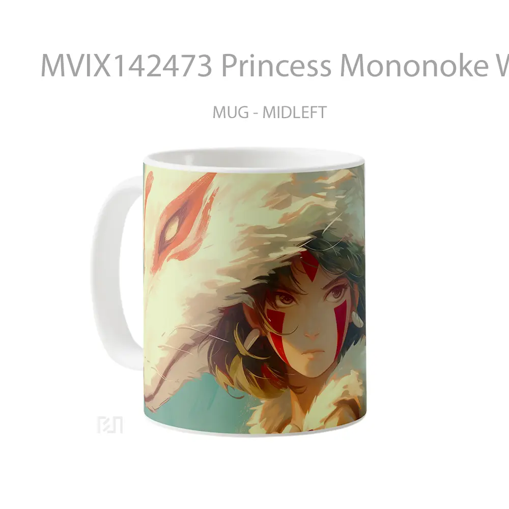 Mug Princess Mononoke Wolf Gelas Hewan Lucu - All-side / Desain