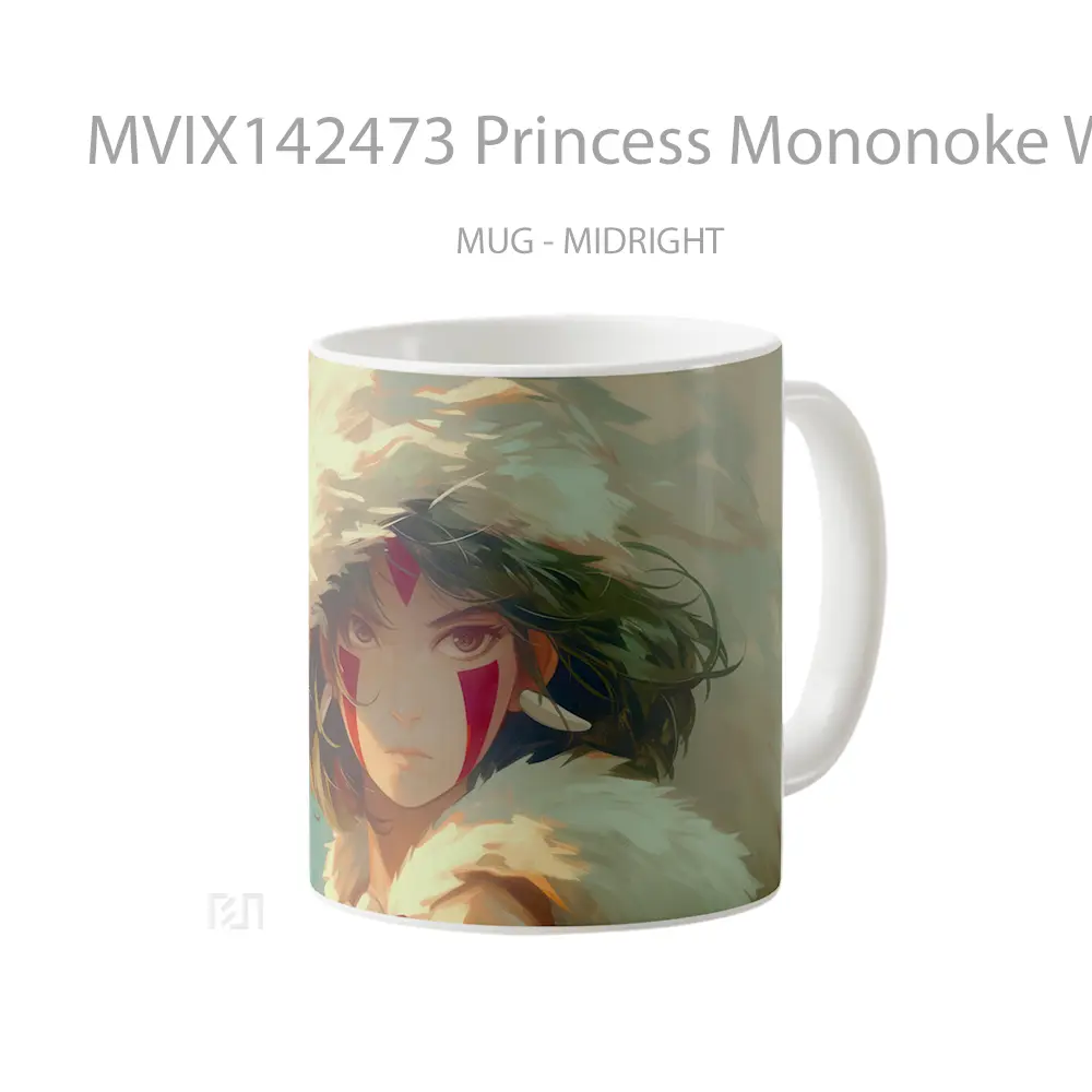 Mug Princess Mononoke Wolf Gelas Hewan Lucu - All-side / Desain