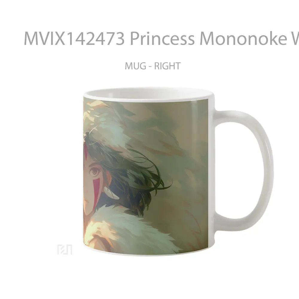 Mug Princess Mononoke Wolf Gelas Hewan Lucu - All-side / Desain