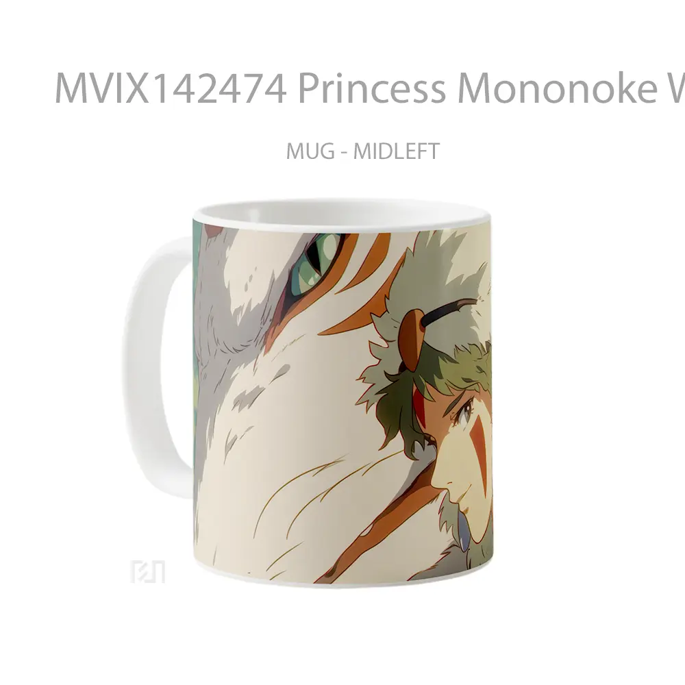 Mug Princess Mononoke Wolf Gelas Hewan Lucu - All-side / Desain