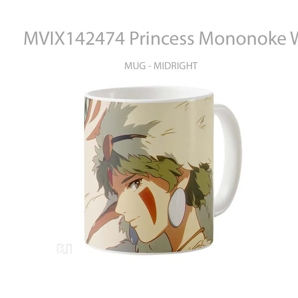 Mug Princess Mononoke Wolf Gelas Hewan Lucu - All-side / Desain