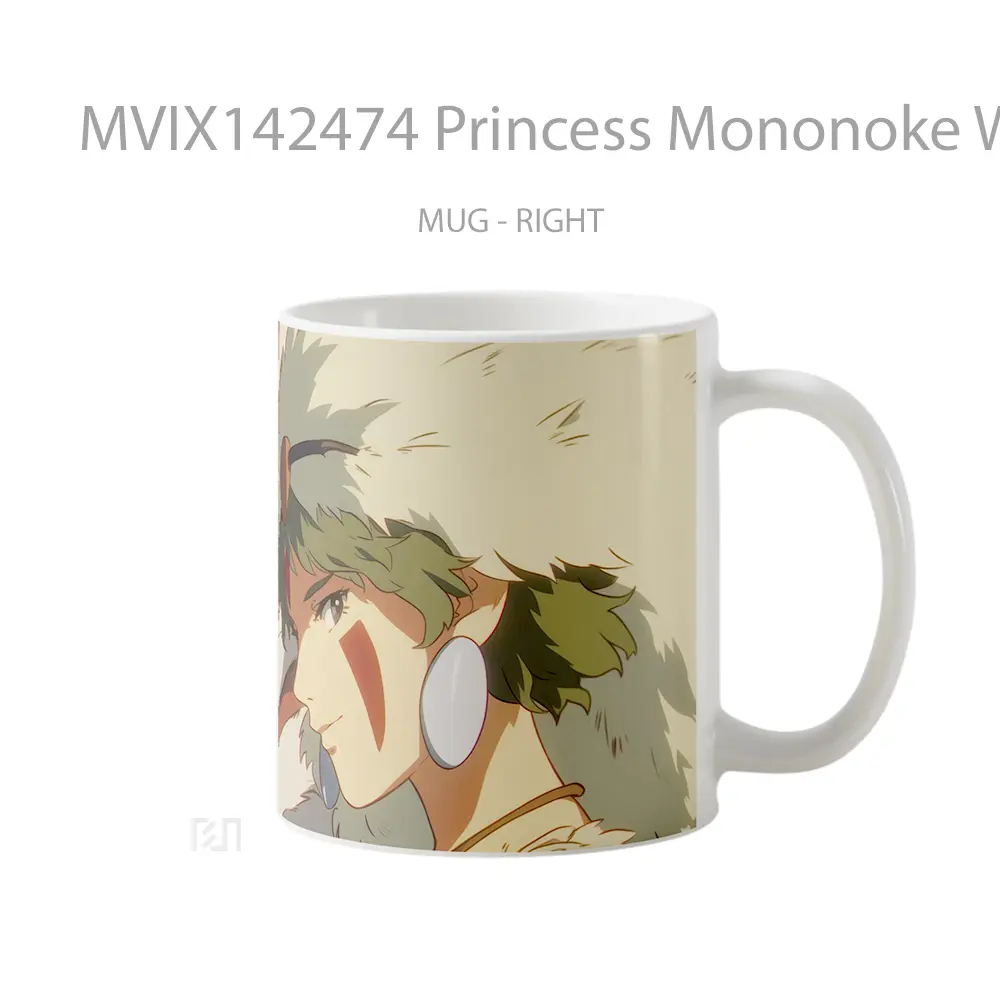 Mug Princess Mononoke Wolf Gelas Hewan Lucu - All-side / Desain