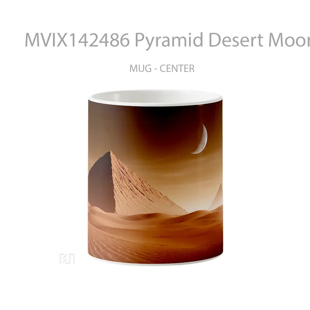 Mug Pyramid Desert Moon Night Scenery Gelas Keramik Unik