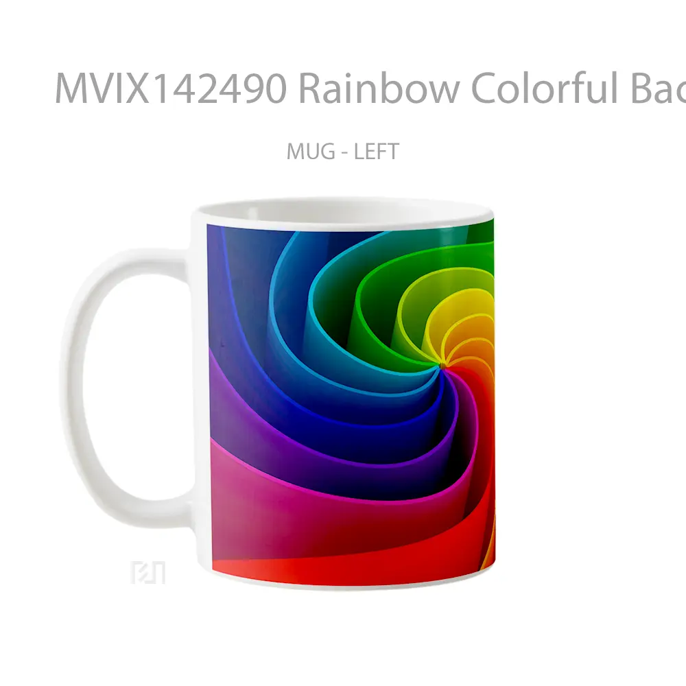 Mug Rainbow Colorful Background Digital Art Gelas Keramik Unik - All-side / Desain