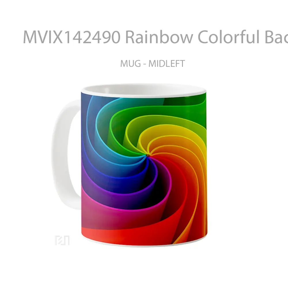 Mug Rainbow Colorful Background Digital Art Gelas Keramik Unik - All-side / Desain