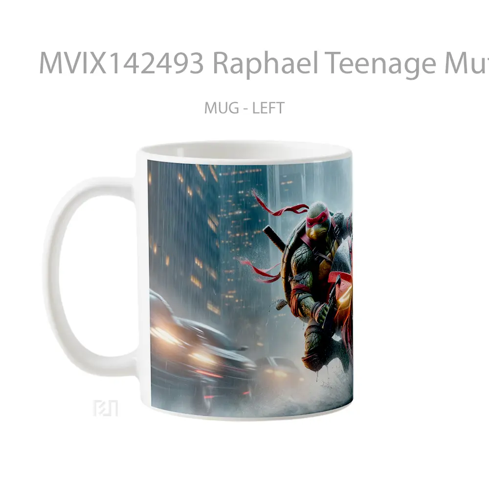 Mug Raphael Teenage Mutant Ninja Turtle Riding Motorcycle Gelas Keramik Unik - All-side / Desain