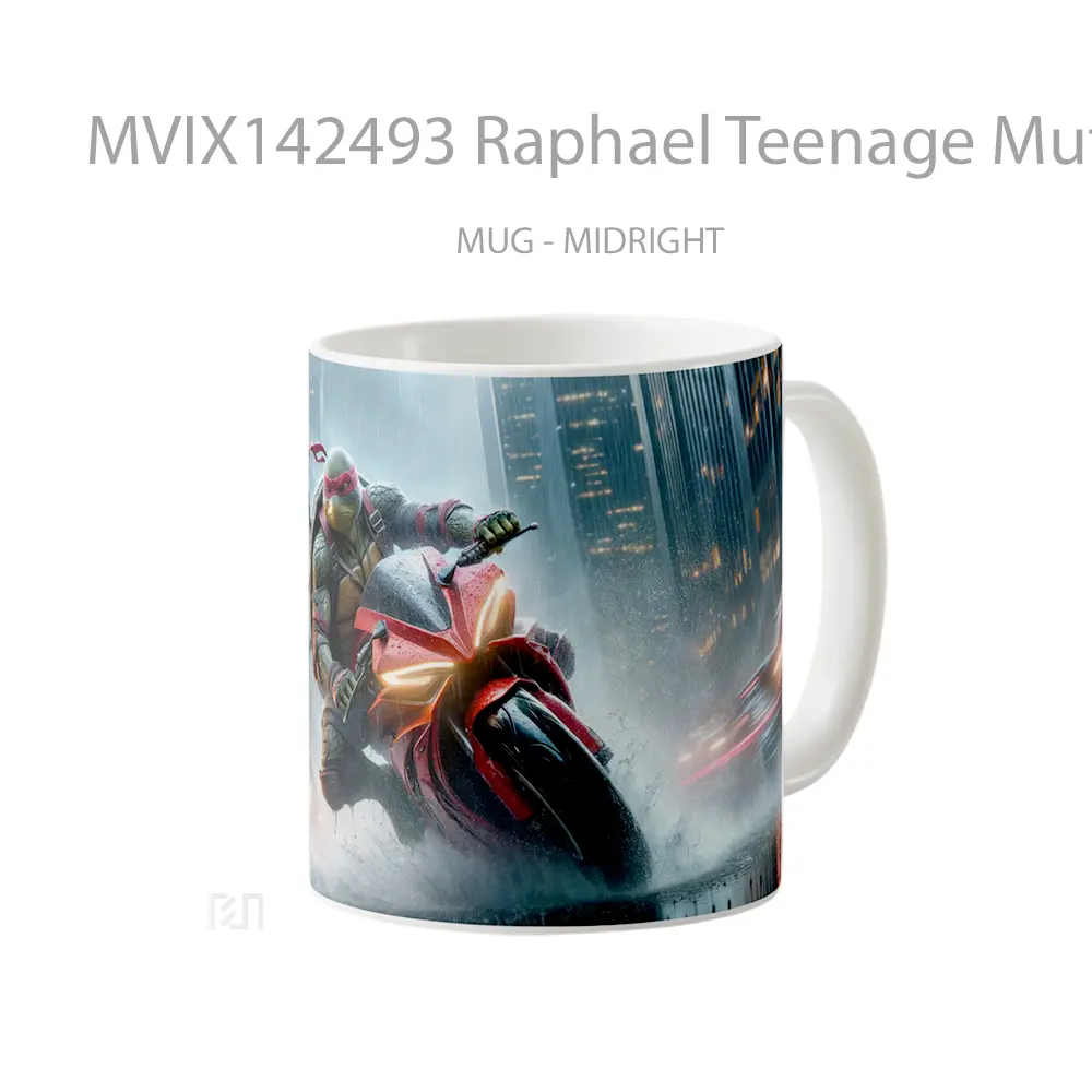 Mug Raphael Teenage Mutant Ninja Turtle Riding Motorcycle Gelas Keramik Unik - All-side / Desain