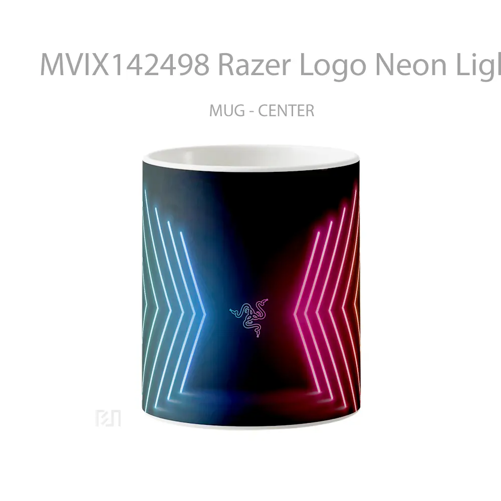Mug Razer Logo Neon Lights Background Digital Art Gelas Keramik Unik