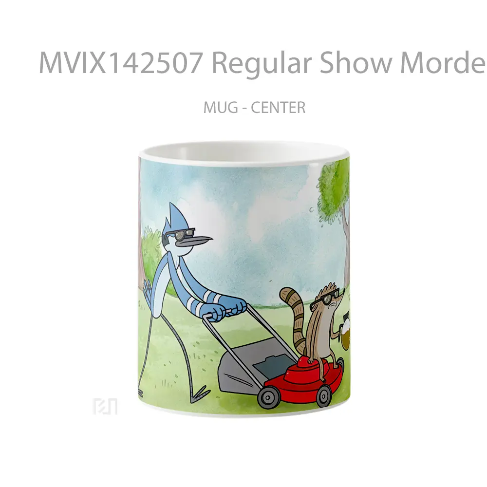Mug Regular Show Mordecai Rigby Lawn Mowe Gelas Keramik Unik