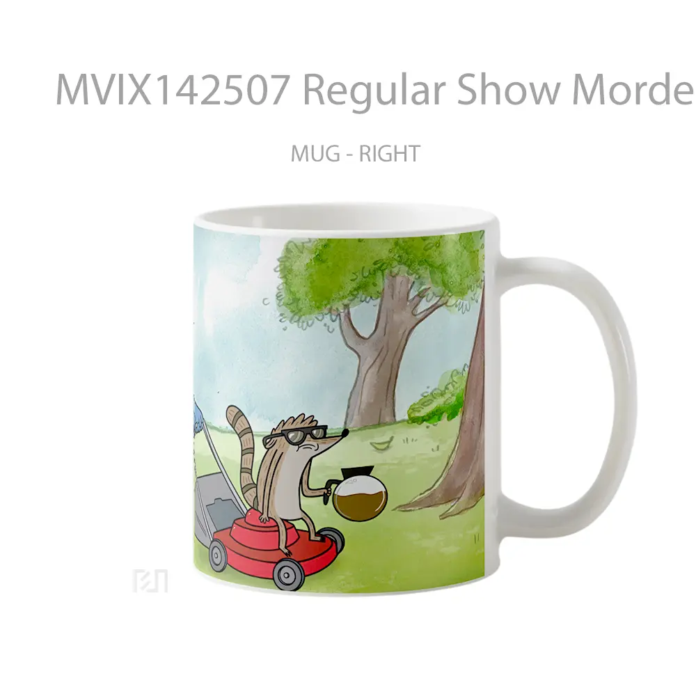 Mug Regular Show Mordecai Rigby Lawn Mowe Gelas Keramik Unik - All-side / Desain