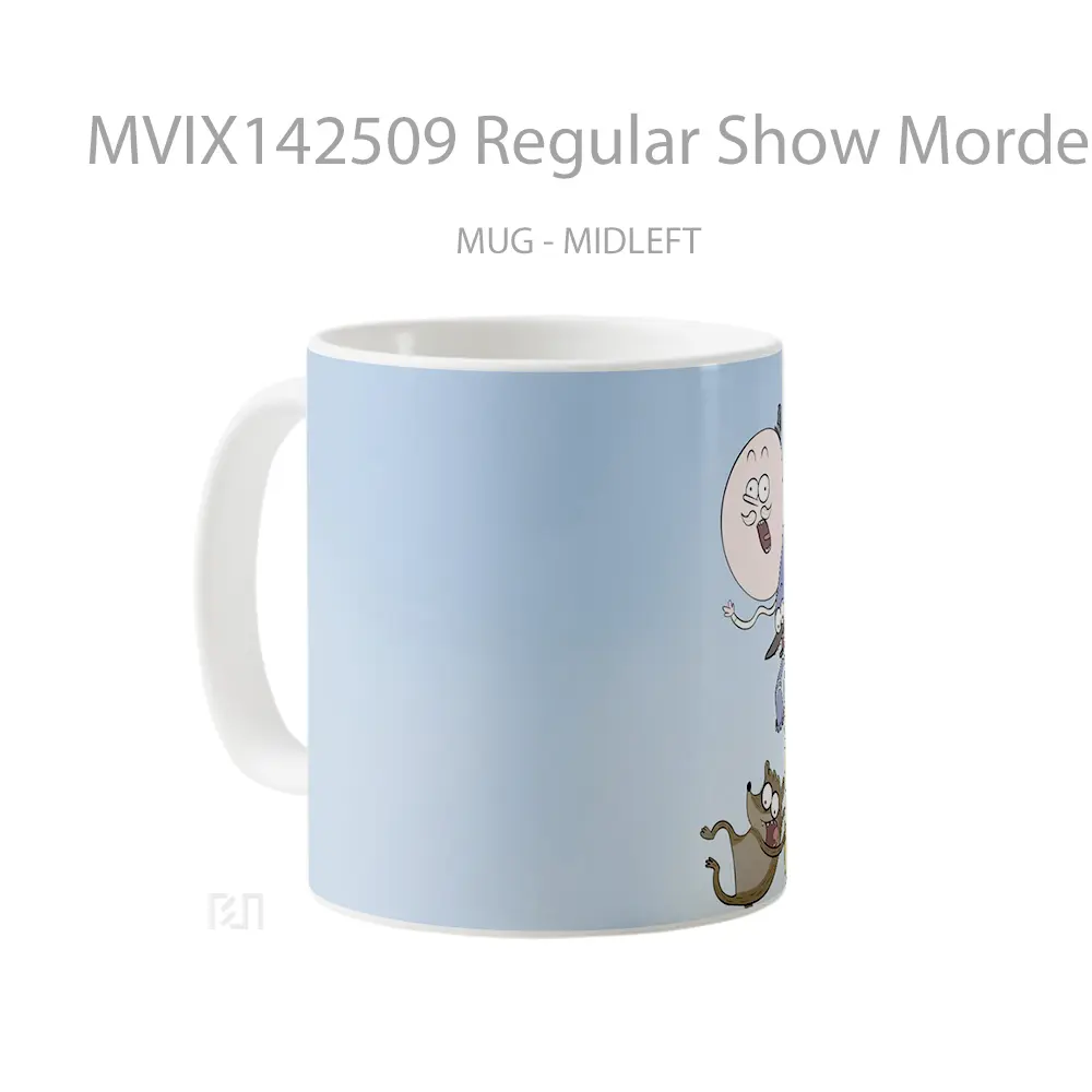 Mug Regular Show Mordecai Rigby Pops Skip Gelas Keramik Unik - All-side / Desain