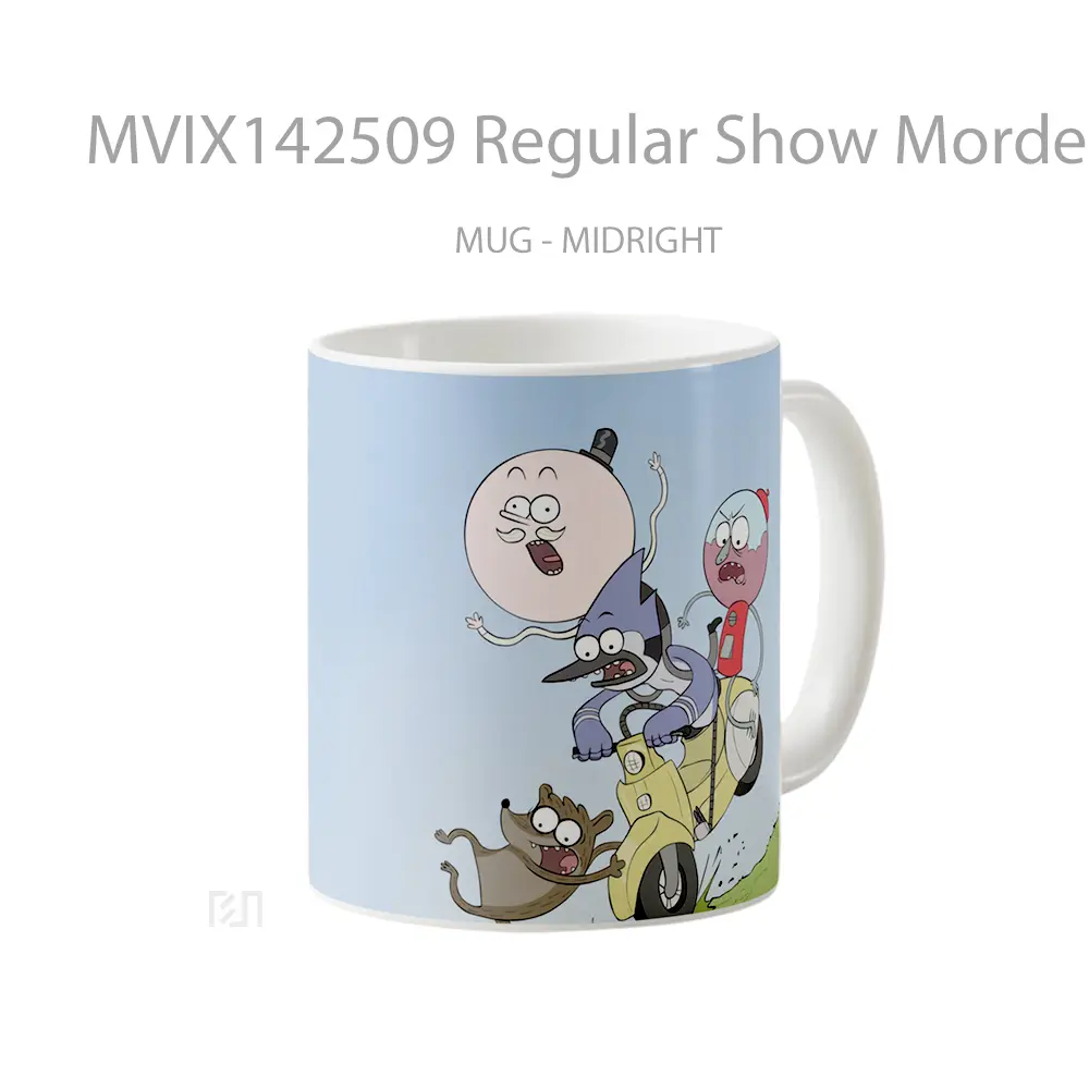 Mug Regular Show Mordecai Rigby Pops Skip Gelas Keramik Unik - All-side / Desain