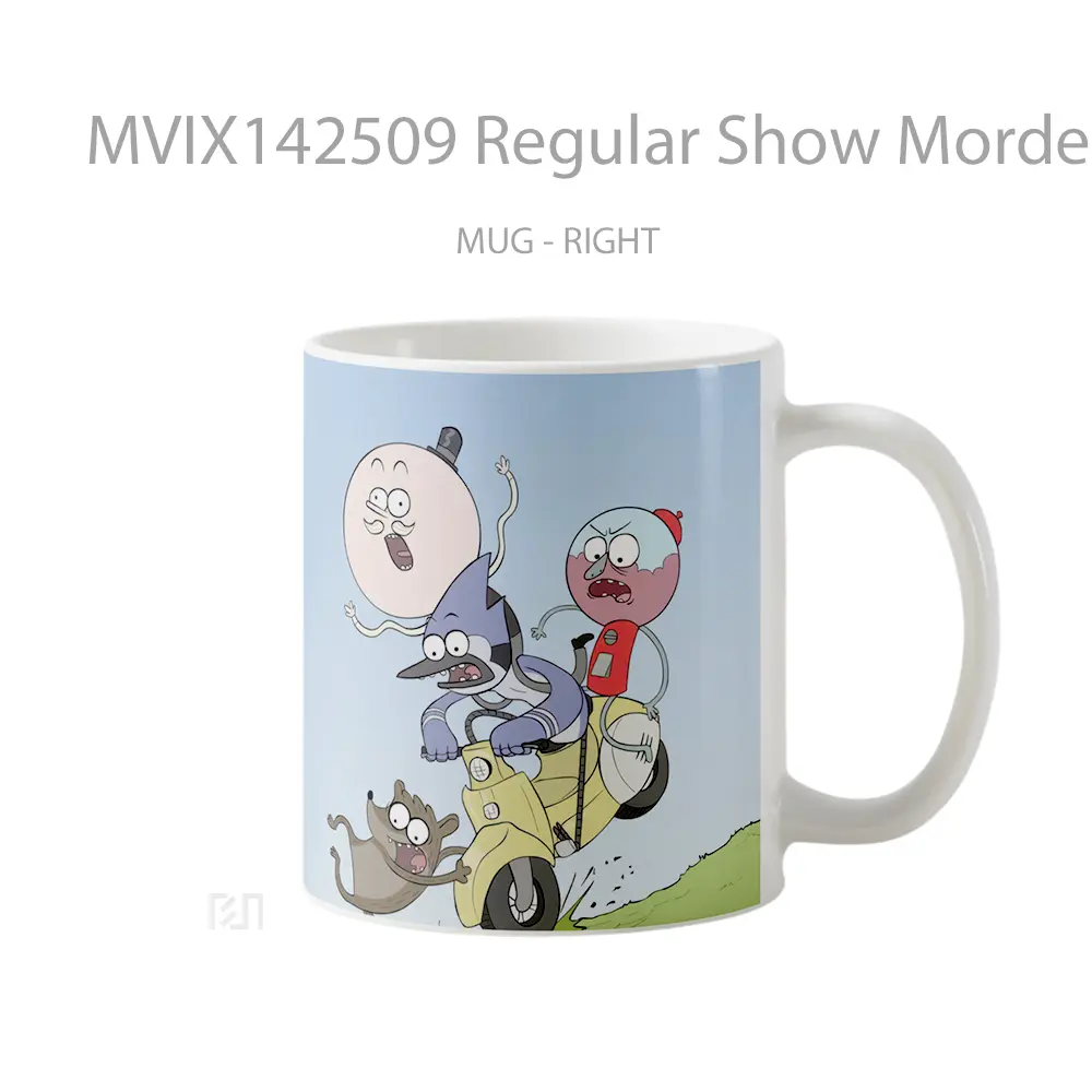 Mug Regular Show Mordecai Rigby Pops Skip Gelas Keramik Unik - All-side / Desain