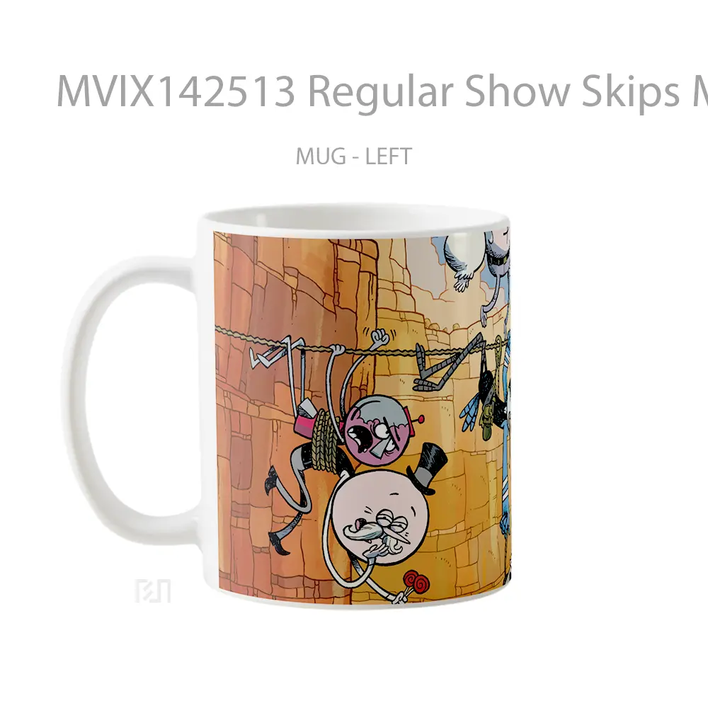 Mug Regular Show Skips Mordecai Rigby Muscle Ma Gelas Keramik Unik - All-side / Desain