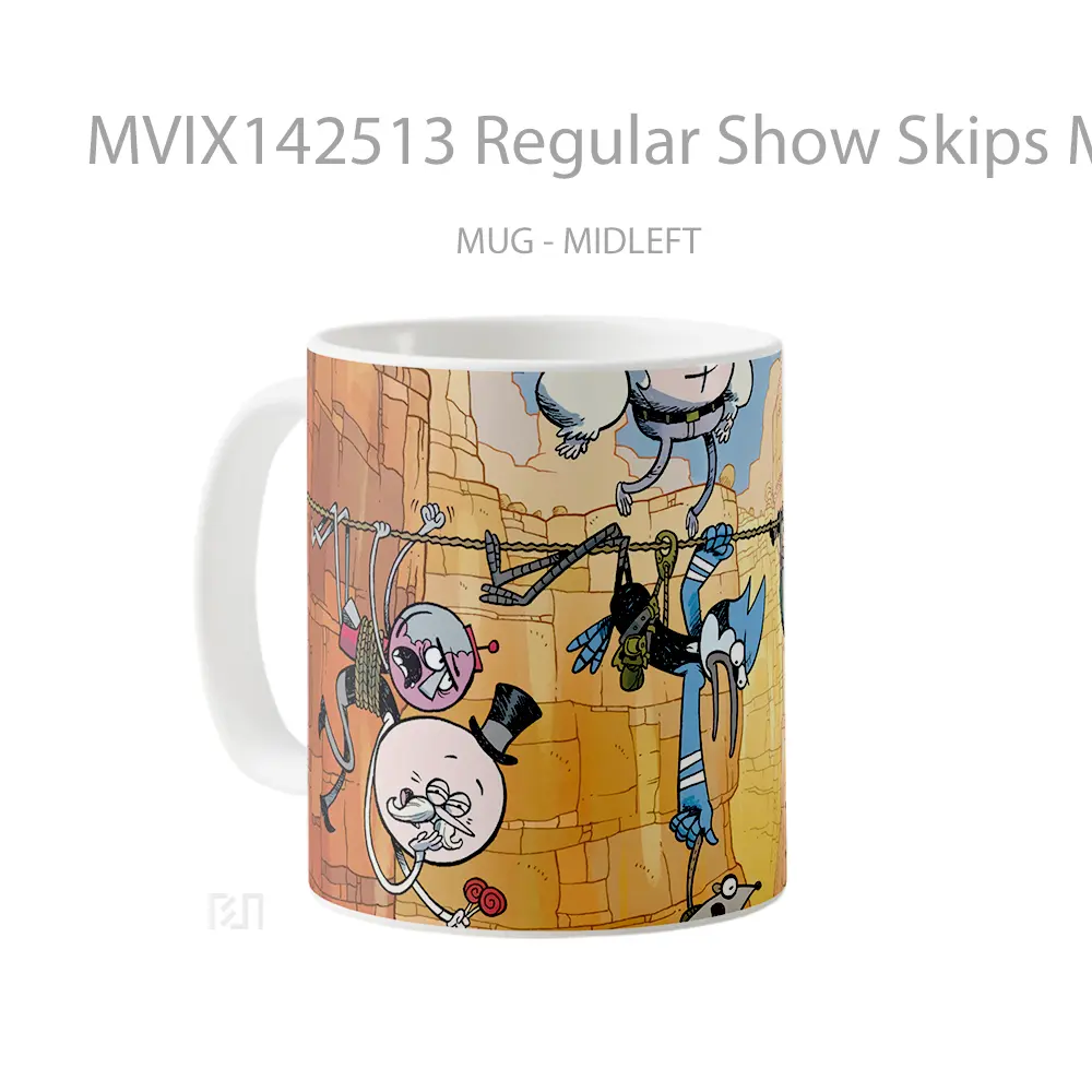 Mug Regular Show Skips Mordecai Rigby Muscle Ma Gelas Keramik Unik - All-side / Desain