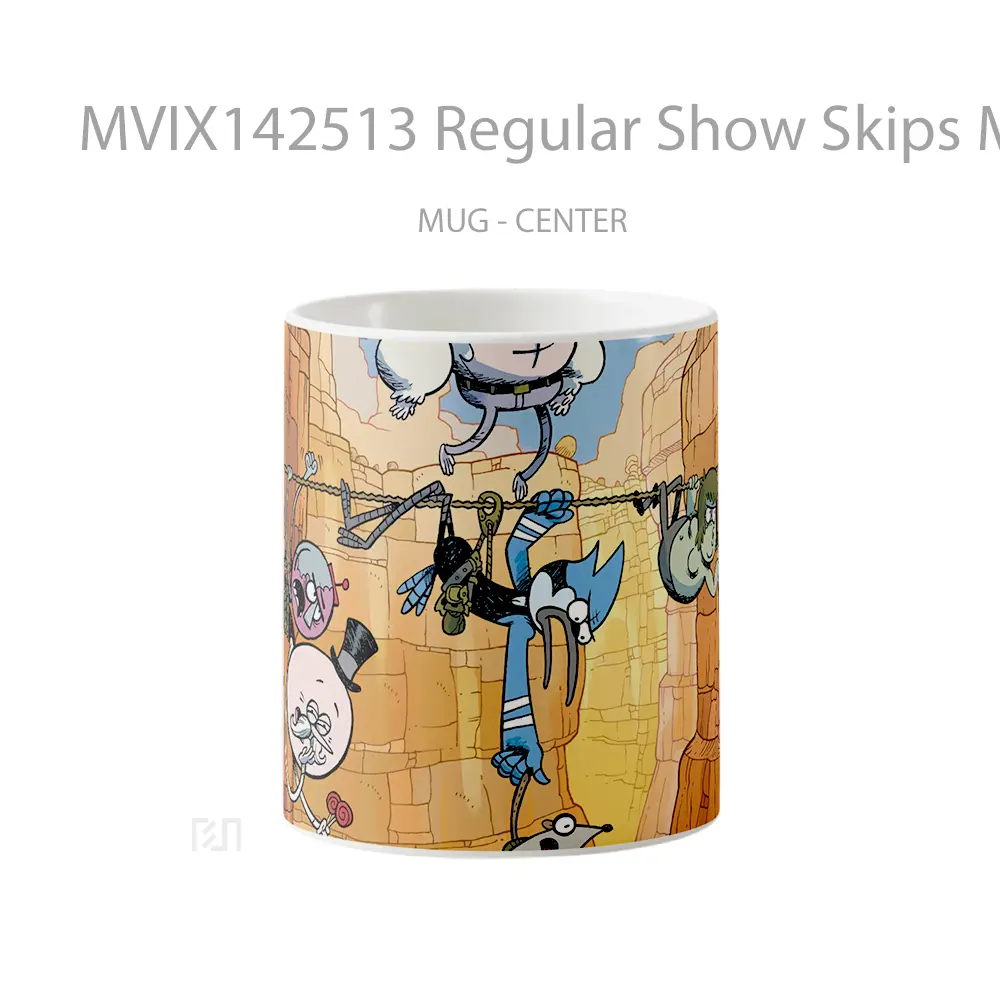 Mug Regular Show Skips Mordecai Rigby Muscle Ma Gelas Keramik Unik