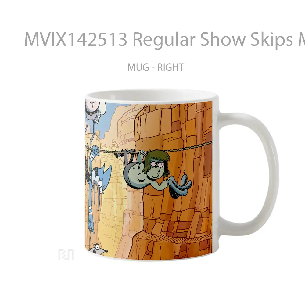 Mug Regular Show Skips Mordecai Rigby Muscle Ma Gelas Keramik Unik - All-side / Desain