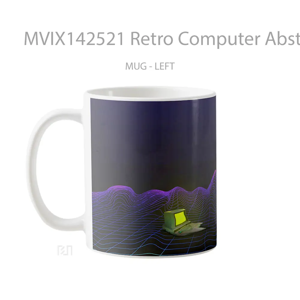 Mug Retro Computer Abstract Background Digital Art Gelas Keramik Unik - All-side / Desain