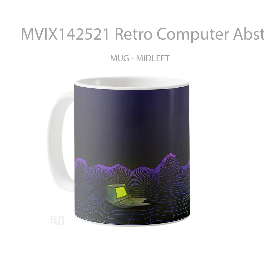 Mug Retro Computer Abstract Background Digital Art Gelas Keramik Unik - All-side / Desain