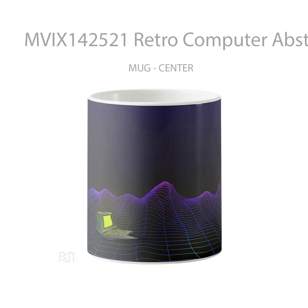 Mug Retro Computer Abstract Background Digital Art Gelas Keramik Unik
