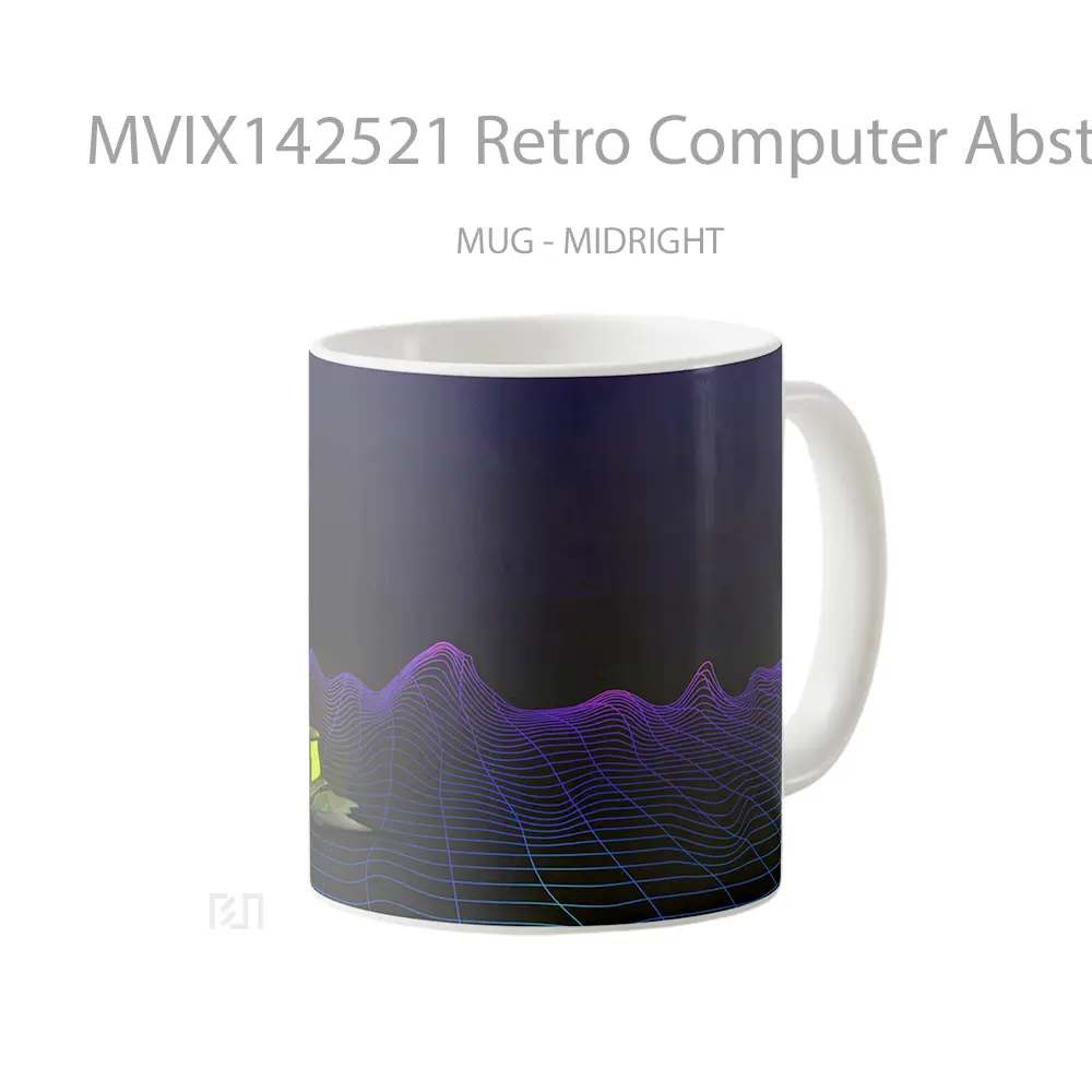 Mug Retro Computer Abstract Background Digital Art Gelas Keramik Unik - All-side / Desain