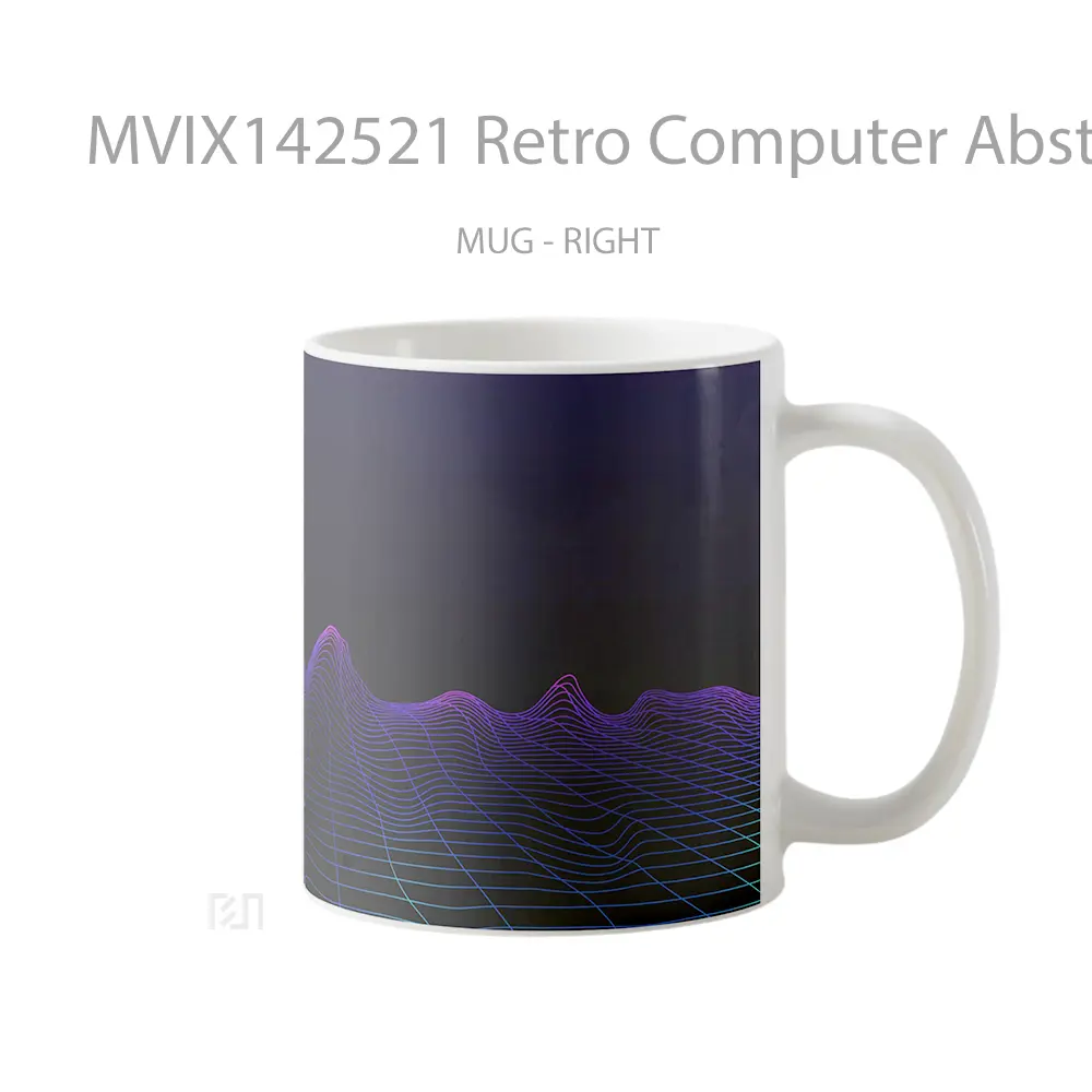 Mug Retro Computer Abstract Background Digital Art Gelas Keramik Unik - All-side / Desain