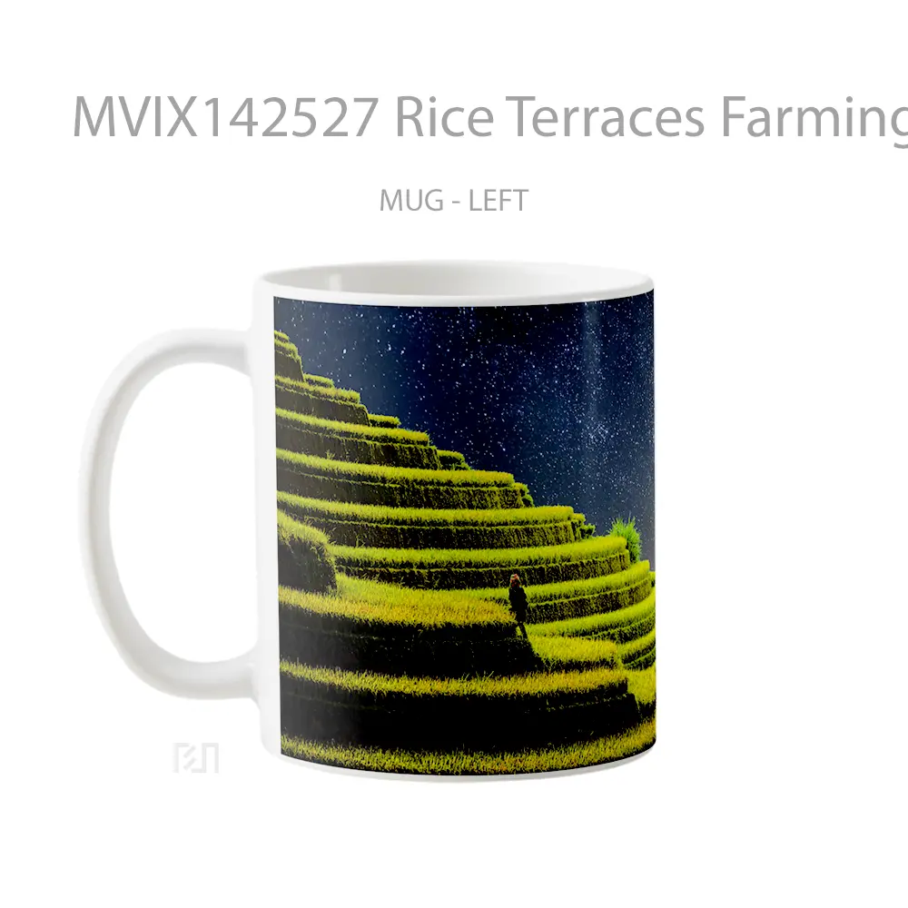 Mug Rice Terraces Farming Fields Nature Night Sky Scenery Gelas Pemandangan Alam - All-side / Desain