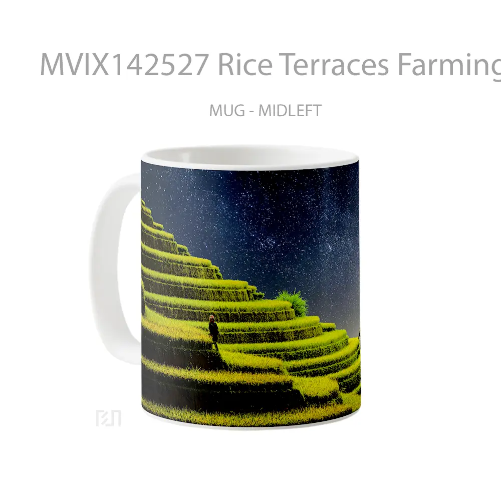 Mug Rice Terraces Farming Fields Nature Night Sky Scenery Gelas Pemandangan Alam - All-side / Desain