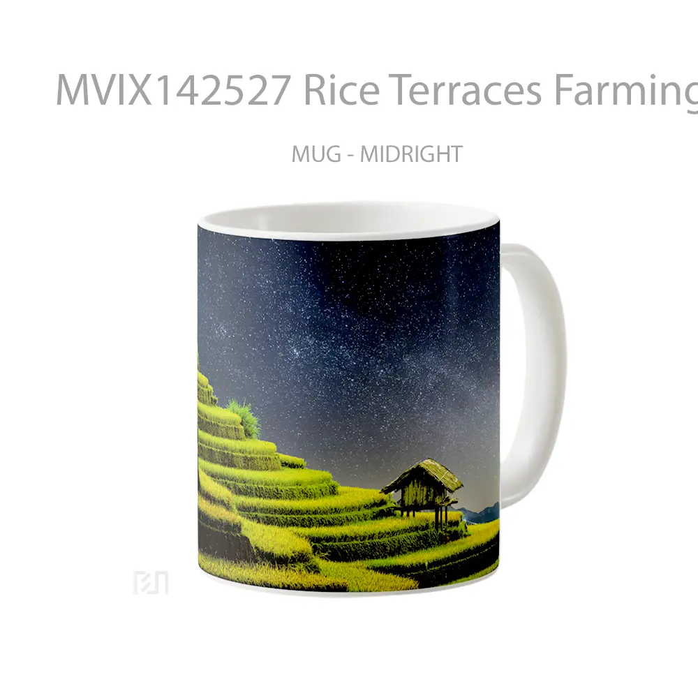 Mug Rice Terraces Farming Fields Nature Night Sky Scenery Gelas Pemandangan Alam - All-side / Desain