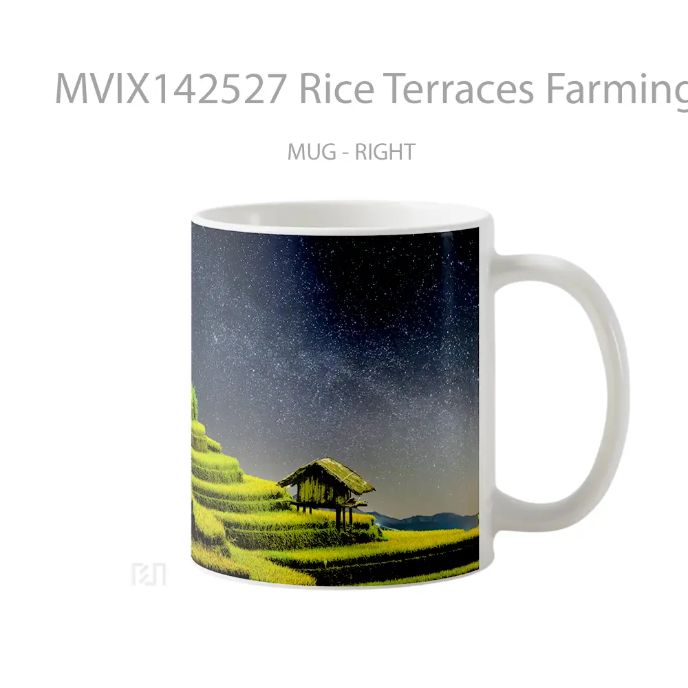Mug Rice Terraces Farming Fields Nature Night Sky Scenery Gelas Pemandangan Alam - All-side / Desain